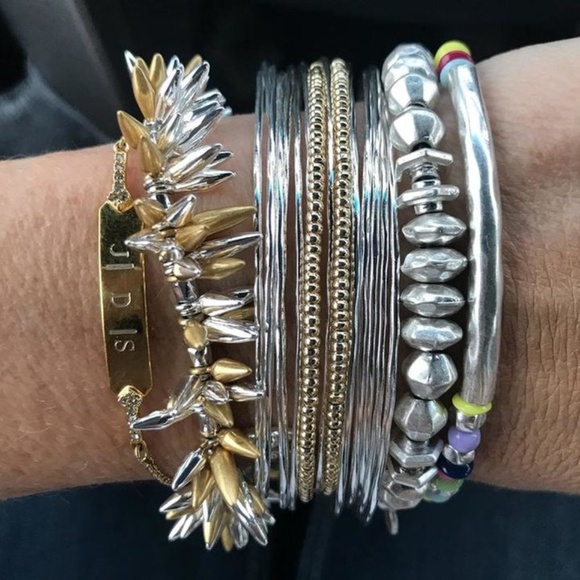 Stella & Dot | [SILVER] Multi Layer Mixed Metal Rhett Cuff Dainty Gold Bracelet - Picture 3 of 10